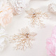 Abs プラスチック模造真珠ビーズの花の結婚式の靴の装飾  銅線巻き  ラインストーン付き  ゴールドカラー  80x62x10mm FIND-WH0126-71G-7