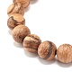 Stretch-Armband mit runden Perlen aus natürlichem Mischholz BJEW-JB07362-7