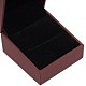 黒いベルベットの正方形のレザーリングギフトボックス  インディアンレッド  5.5x6x5.2cm LBOX-D009-07A-4