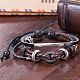 Adjustable Casual Unisex Zinc Alloy and Braided Leather Multi-strand Bracelets BJEW-BB15639-A-6