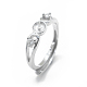 Componentes ajustables del anillo de dedo de plata de ley 925 con baño de rodio STER-L055-023P-2