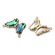 Brass Pave Faceted Glass Connector Charms FIND-Z020-03S-2