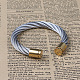 Bracelets manchettes bracelets jonc avec boule en 304 acier inoxydable BJEW-L553-12B-1