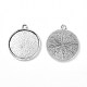 Supports de pendentif de cabochon rond plat d'argent antique de style tibétain X-TIBEP-M022-45AS-2