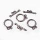 Tibetan Style Alloy Flat Round Toggle Clasps X-TIBE-2131-AS-RS-3
