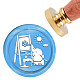 ハンドル付き真鍮ワックスシーリングスタンプ  DIYスクラップブッキング用  象模様  3.5x1.18インチ（8.9x3cm） AJEW-WH0184-0276-1