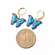 Boucles d'oreilles pendantes papillon en alliage d'émail EJEW-JE05045-3