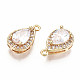 Brass Micro Pave Clear Cubic Zirconia Charms X-KK-S360-048-NF-2