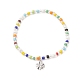 Braccialetto elasticizzato con perline di semi colorati con ciondoli in ottone per donna BJEW-JB09218-02-1