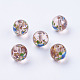 Flower Picture Printed Glass Beads GLAA-E399-10mm-F06-2