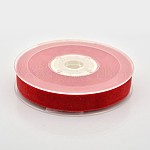 Ruban de velours en polyester pour emballage de cadeaux et décoration de festival, rouge, 5/8 pouce (15 mm), environ 25yards / rouleau (22.86m / rouleau)