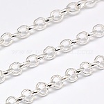 Electroplate Brass Rolo Chains, Belcher Chain, Soldered, with Spool, Silver Color Plated, 3x1mm, about 164.04 Feet(50m)/roll