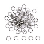 304 Stainless Steel Jump Rings, Open Jump Rings, Stainless Steel, 18 Gauge, 8x1mm, Inner Diameter: 6mm, about 75pcs/10g