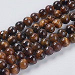Chapelets de perles d'œil de tigre naturel, grade AB, ronde, 6mm, Trou: 0.8mm