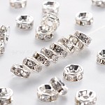 Grado de latón un Diamante de imitación entrepieza de abalorios, color plateado, sin níquel, cristal, 5x2.5mm, agujero: 1 mm