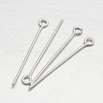 Sterling Silver Eye Pin, Silver, 40mm, Hole: 1mm, Pin: 0.6mm