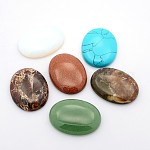Cabochons en pierres gemmes, ovale, pierre mixte, 40x30x7~9mm
