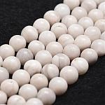 Chapelets de perles en agate fou naturel, ronde, blanc, 6mm, Trou: 1mm, Environ 61 pcs/chapelet, 14.9 pouce ~ 15.1 pouces