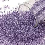 TOHO Round Seed Beads, Japanese Seed Beads, (935) Inside Color Crystal/Purple Lined, 11/0, 2.2mm, Hole: 0.8mm, about 50000pcs/pound