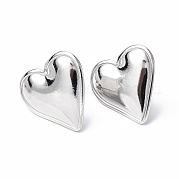 304 boucles d'oreilles puces coeur en acier inoxydable pour femme EJEW-F300-16P