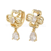 Серьги-кольца из латунного микро-паве с фианитами EJEW-L271-23KCG-02