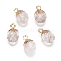 Natural Quartz Crystal Charms, with Top Golden Plated Iron Loops, Star Cut  Round Beads, 12x10x10mm, Hole: 1.8mm