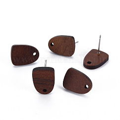 Risultati di orecchini a bottone in legno di noce, con perno in acciaio inox 304, marrone noce di cocco, 15x11mm, Foro: 1.6 mm, ago :0.6mm