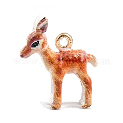 Pendentifs en alliage d'émail animal, or, cerf, 17.5x15x5.5mm, Trou: 1.5mm