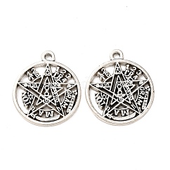 Pendente in lega stile tibetano, amuleti tetragrammatici, argento antico, 27x23.5x1.7mm, Foro: 2.2 mm, circa 297pcs/1000g