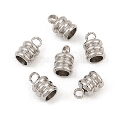 Extremos de cable de acero inoxidable 201 resistentes al deslustre, tapas de los extremos, color acero inoxidable, 9x6mm, agujero: 2 mm, diámetro interior: 4 mm