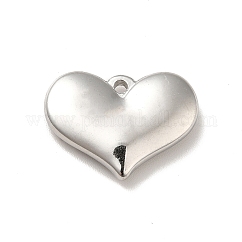 Pendentifs en acier inoxydable 304 anti-ternissement, breloques de coeur, couleur inoxydable, 15x20x4mm, Trou: 1.6mm