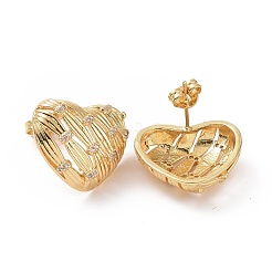 Boucles d'oreilles clous coeur zircone cubique&nbsp;EJEW-C008-21G-01