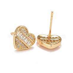 Klare Zirkonia-Herz-Ohrstecker&nbsp;EJEW-G288-29G