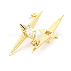 Boucles d'oreilles pendantes en laiton plaqué en forme d'étoile&nbsp;EJEW-P240-03G