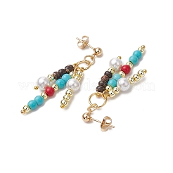 Set di collane e orecchini con perline sintetiche in turchese per donna&nbsp;SJEW-JS01317