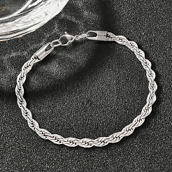 1 bracelet chaîne corde en acier inoxydable 304 de 5 mm pour femme&nbsp;BJEW-DJ0001-85