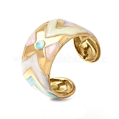 Anillos abiertos anchos de acero inoxidable 304 esmaltado para mujer.&nbsp;SA-K003-03C-G