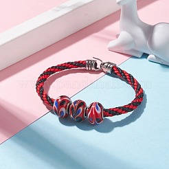 Bracelet triple cordon tressé fait main en perles de chalumeau pour femme&nbsp;BJEW-JB07598