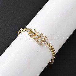Messing Micro Pave klare Zirkonia Link Armbänder&nbsp;BJEW-U020-12G