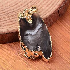 Gemischte goldfarbene Messing natürliche Druzy Geode Achat Scheibe Anhänger&nbsp;G-M282-01