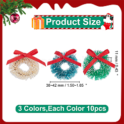 30 couronne de Noël à suspendre en polyester et sisal de chanvre&nbsp;HJEW-WR0001-22B