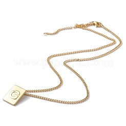 Collana con ciondolo rettangolare con lettera iniziale in acciaio inossidabile per uomo e donna&nbsp;NJEW-E090-01G-07