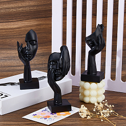 3 pièce 3 styles de décorations d'affichage de visage abstrait en résine&nbsp;AJEW-WH0270-620A