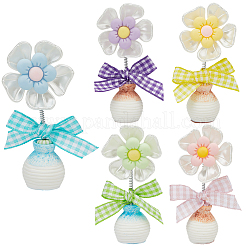 5 Stück 5 Farben süßes Plastik-Blumenornament mit Schüttelkopf&nbsp;AJEW-CN0006-02