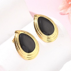 Set di orecchini a lobo e collane con pendente a goccia in acciaio inossidabile 304 smaltato per donna&nbsp;SA-CBA46AF-21G