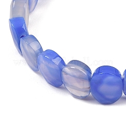 Bracciale elastico con perline ovali di agata naturale tinta e riscaldata&nbsp;G-E010-01-18