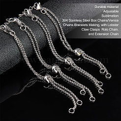 12 Stück 304 Edelstahl Rolo Kette Schieber Armband/Bolo Armbänder machen&nbsp;MAK-UN0001-19
