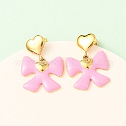 Pendientes de acero inoxidable 304 con lazo esmaltado&nbsp;EJEW-K268-81G