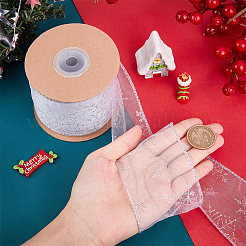 Ruban en mousseline de soie simple face transparent pour noël&nbsp;OCOR-WH0071-008A