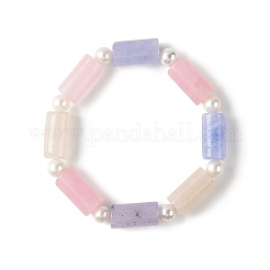 Bracciali elasticizzati con colonna di giada malese naturale tinta e perle di conchiglia&nbsp;BJEW-JB14349-01